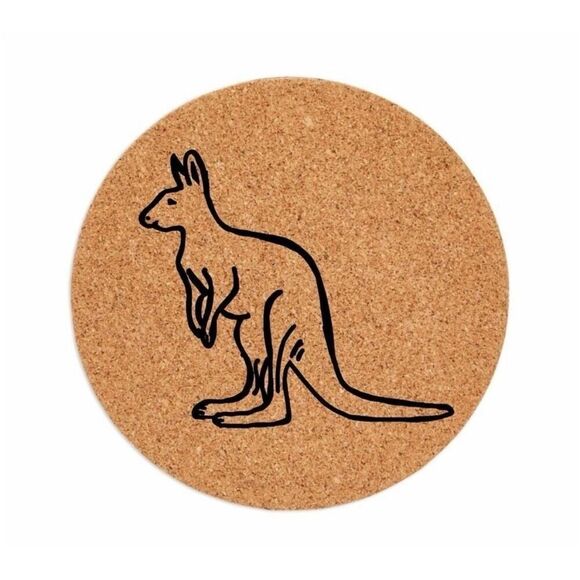 Kangaroo Cork Trivet Heat Resistant Animal Hot Pad for Kitchen Laser Engraved - Picture 1 of 1